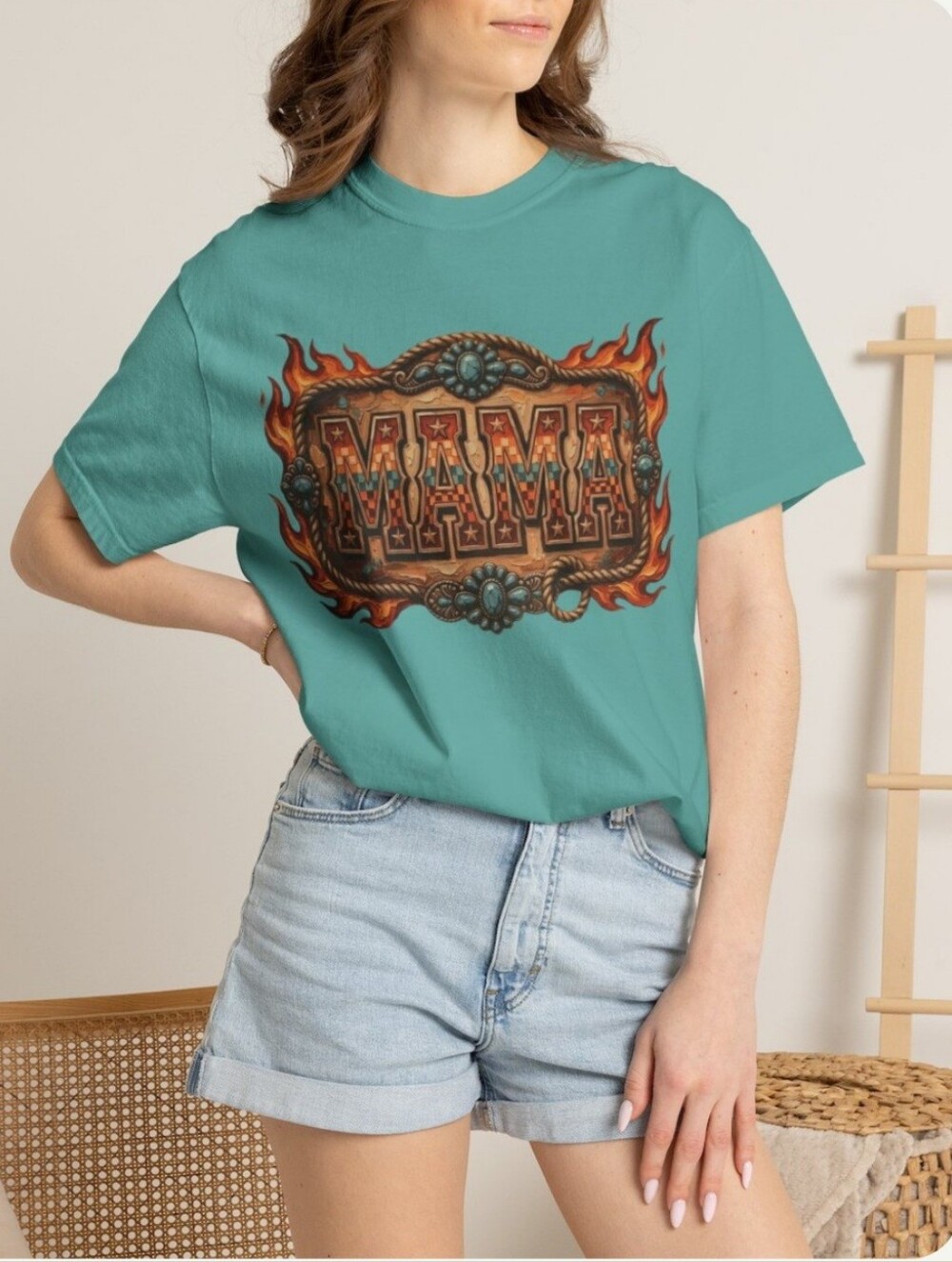 Comfort Colors Mama Graphic Seafoam Color Tee